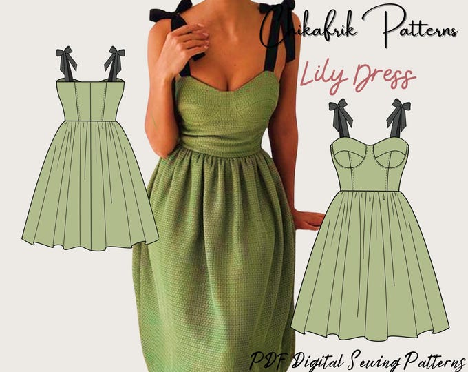Bustier dress sewing pattern| women sewing Pattern| women midi dress pattern|Bustier pattern|corset dress pattern|Bustier midi dress