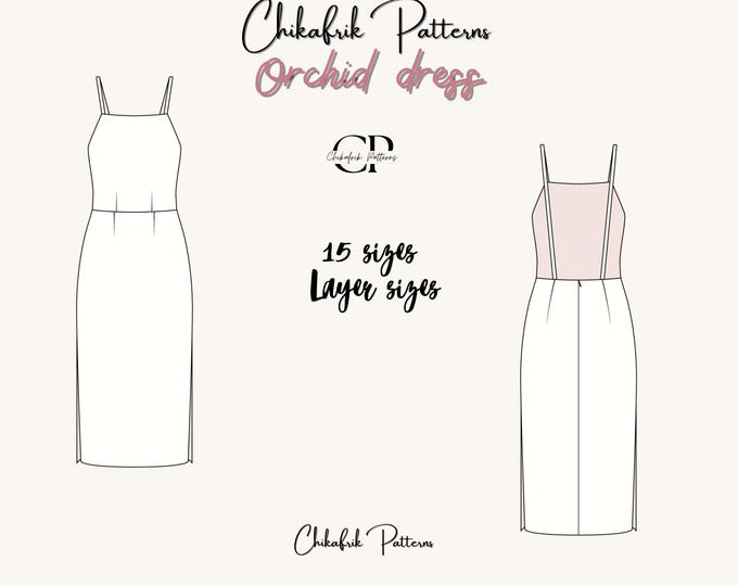 Orchid dress pattern|women dress pattern sewing pattern|backless dress pattern|midi dress sewing pattern|digital sewing pattern 15 sizes