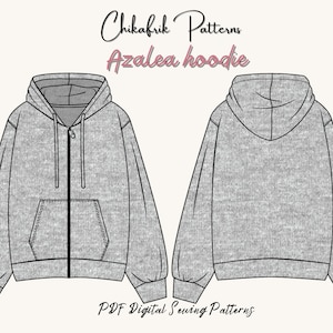 Azalea Hoodie Pattern|Slouchy Zipper Hoodie Pattern|Women Hoodie sewing pattern|Zipup hoodie pattern|Hoodie Sewing pattern|14sizesPDFpattern