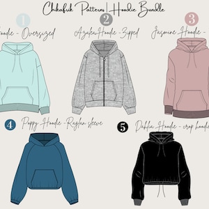 Mönsterpaket för huvtröjor: Stora storlekar, dragkedjor och figurnära modeller (PDF-nedladdning)