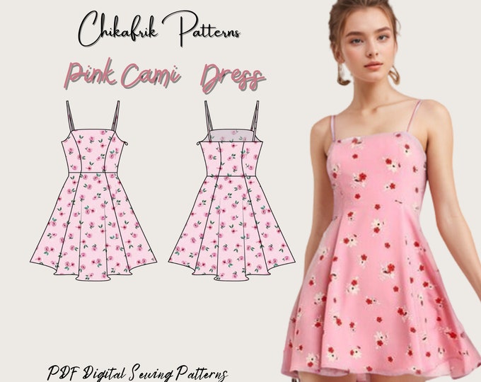 Cami mini dress pattern|Skater dress pattern|Darling dress|women dress pattern|dress sewing pattern|PDF sewing pattern mini dress pattern
