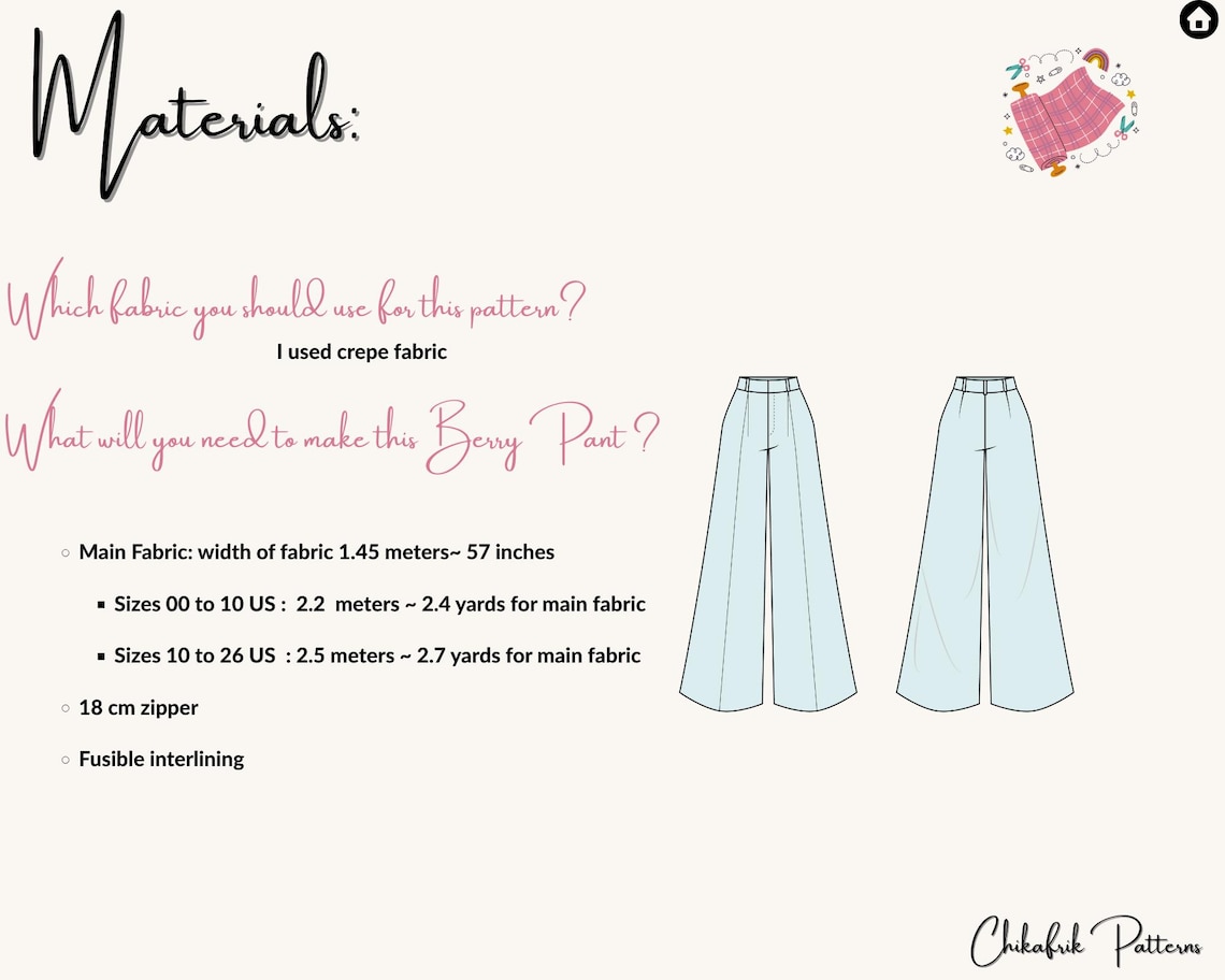 Wide Leg Trouser Sewing Pattern Women's Classy Casual Pants (PDF — free download