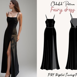 Slit dress pattern|prom dress pattern|evening gown dress sewing pattern|open back maxi dress pattern|10 sizes |pdf sewing pattern