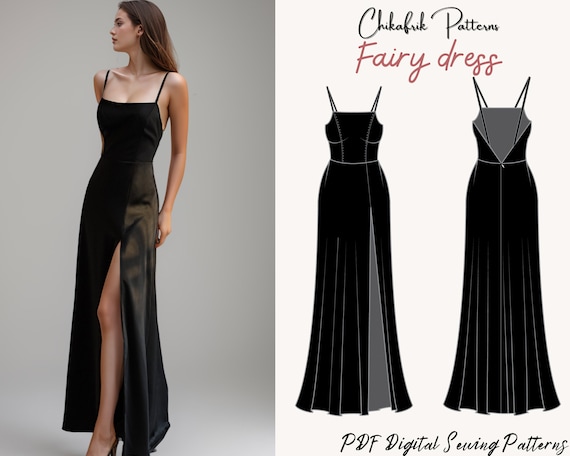Patron de robe fendue Patron de robe de bal Patron de couture de robe de soiree Patron de robe longue dos nu 10 tailles Patron de couture pdf Etsy Canada