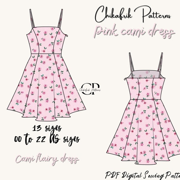 Cami mini dress pattern|Skater dress pattern|Darling dress|women dress pattern|dress sewing pattern|PDF sewing pattern mini dress pattern