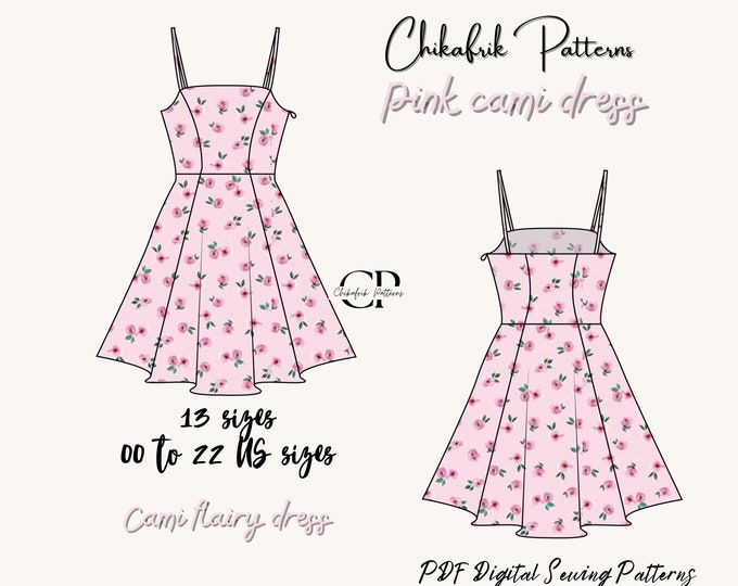 Cami mini dress pattern|Skater dress pattern|Darling dress|women dress pattern|dress sewing pattern|PDF sewing pattern mini dress pattern