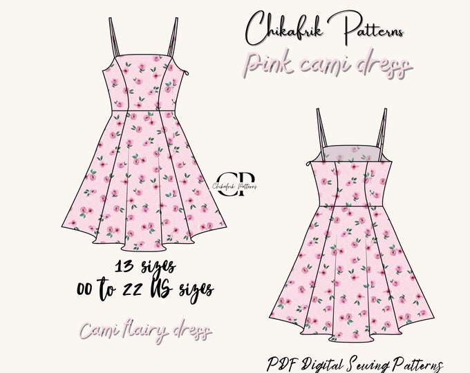 Cami mini dress pattern|Skater dress pattern|Darling dress|women dress pattern|dress sewing pattern|PDF sewing pattern mini dress pattern