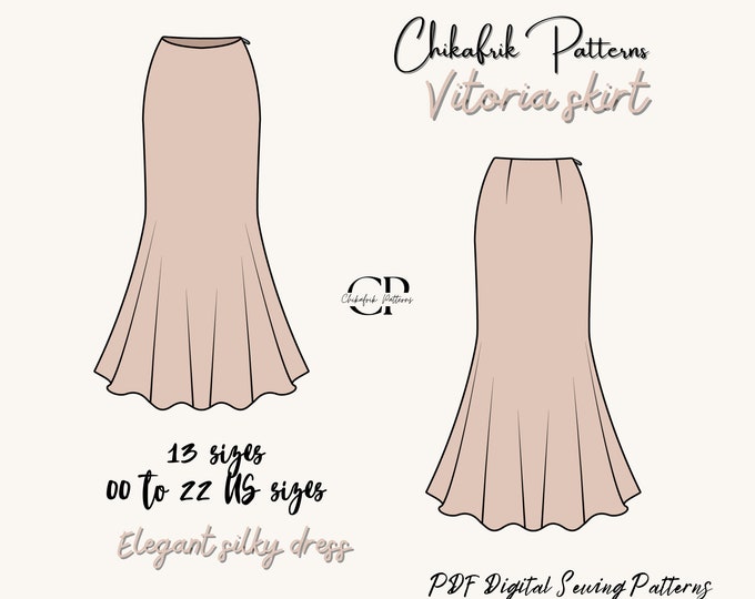 Sati maxi skirt pattern| A line skirt pattern|Silk midi skirt pattern|satin skirt sewing pattern|Bias Cut Midi Skirt PDF Sewing Pattern