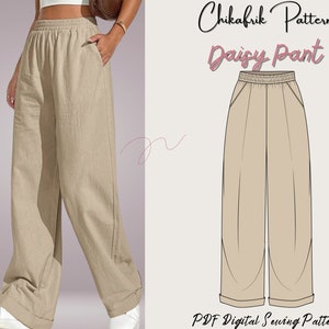 Pants With Wrap Pleat in Front PDF Digital Sewing Pattern Sizes XS-2XL USA  2-12 