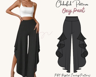 Oxy Pant Schnittmuster: Damenhose mit ausgestelltem Bein (PDF Nähanleitung)