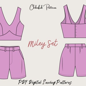 Summer set sewing pattern -Miley set sewing pattern|crop top pattern & short pattern|women pdf sewing pattern|classy set pattern|10sizes