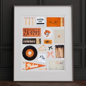Póster vintage de la caja de cerillas de la Universidad Estatal de Oklahoma (OSU)