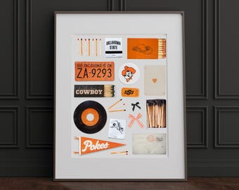 Vintage poster met lucifersboekje van OSU Oklahoma State University