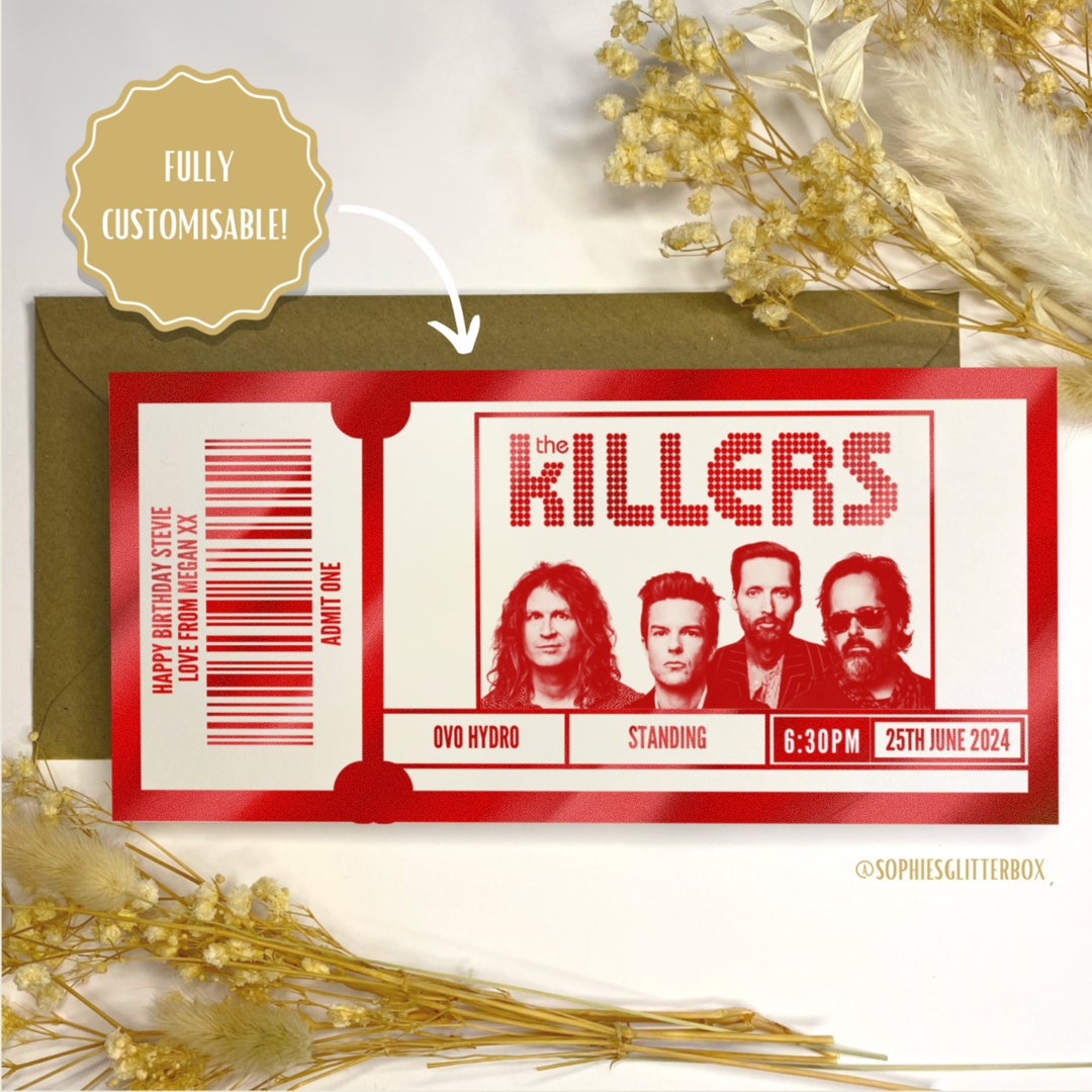 The Killers, Foil Gift Voucher Ticket, Personalised Gift, Gift Reveal, Surprise Ticket, the ...