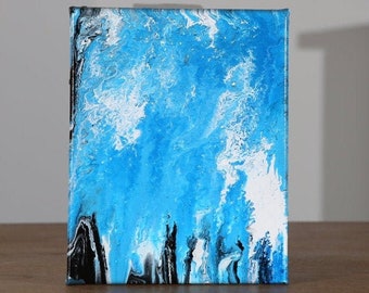 Tableau Peinture Acrylique fluide Art Abstrait Océan vagues couleurs