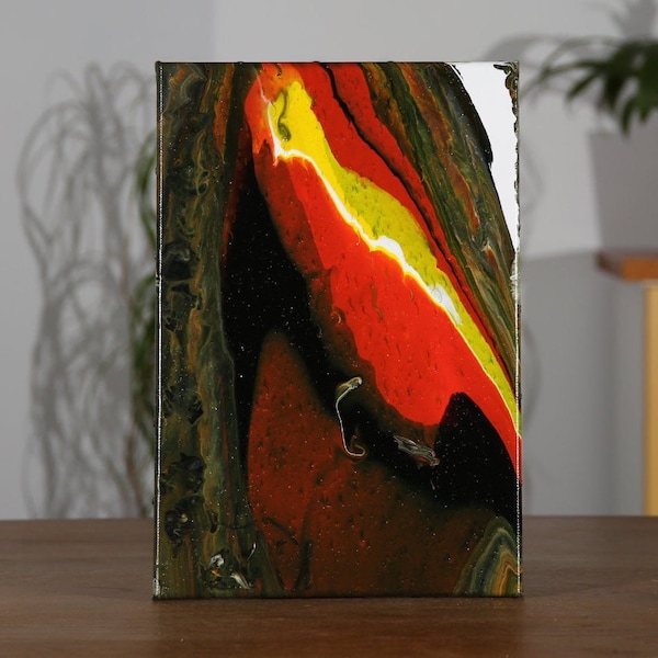 Tableau Peinture Acrylique fluide Art Abstrait volcanique lave