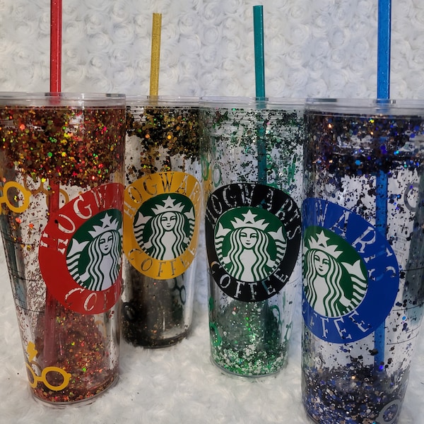 Wizard inspired glitter tumblerl 24oz Starbucks cup| Hogwarts coffee cup.