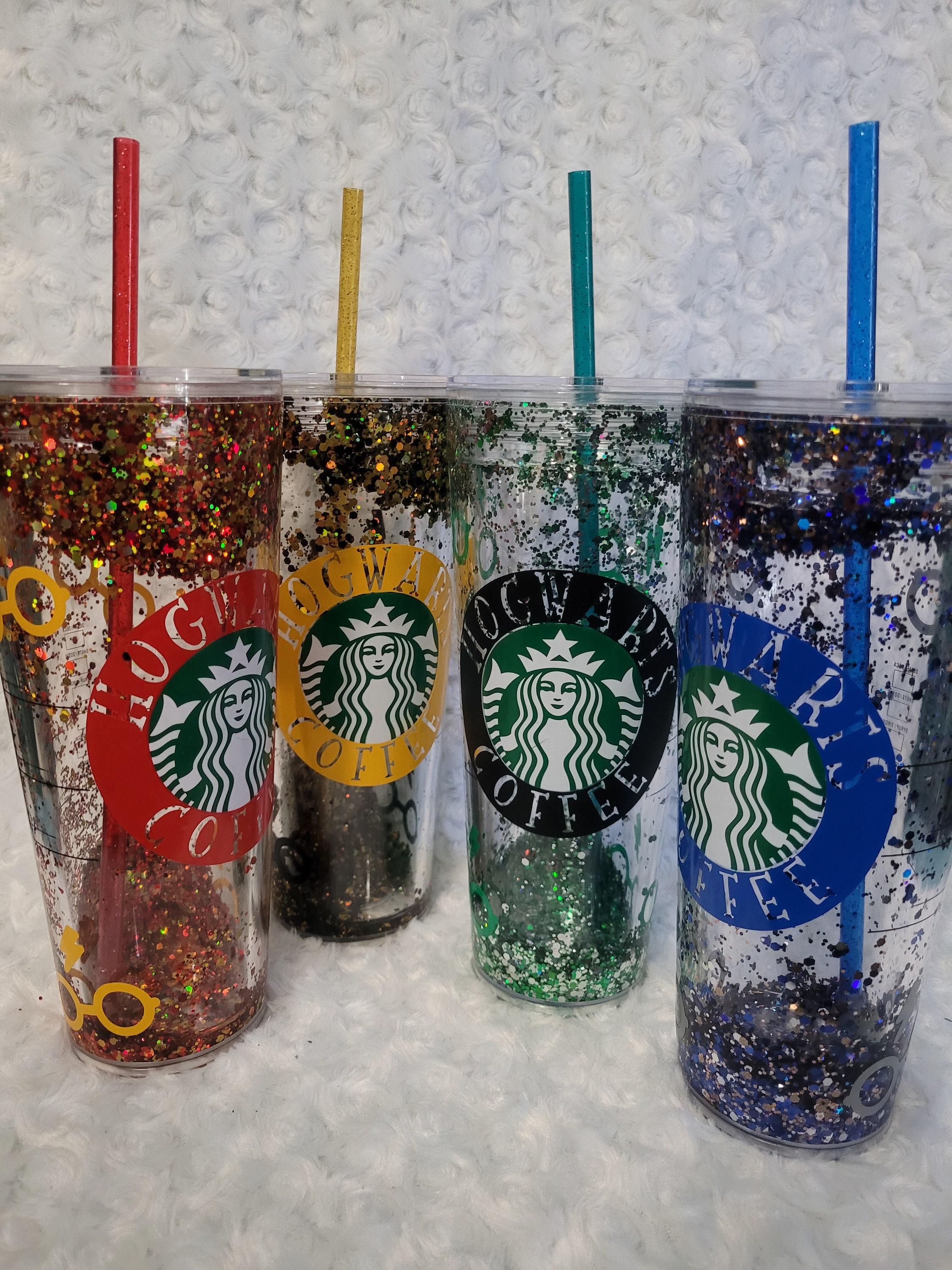 Wizard Inspired Glitter Tumblerl 24oz Starbucks Cup Hogwarts Coffee Cup. 