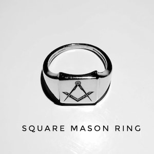 Square signet ring, Silver Masonic Ring for men, Men Masonic Ring,Sterling Silver Masonic Ring, Wax Seal Ring, Personalized rings for men,