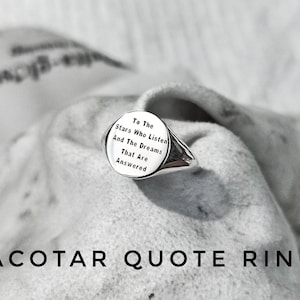 To the star who listen ACOTAR Night Court Quote Ring, Starry Mountains Night Court Ring, Signet Ring, Bookish Jewelry , Gift For Her, Gifts