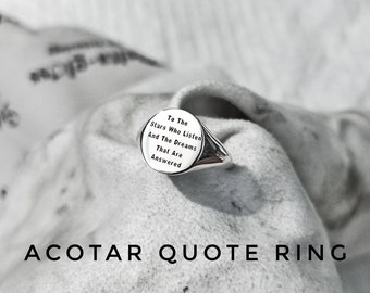 To the star who listen ACOTAR Night Court Quote Ring, Starry Mountains Night Court Ring, Signet Ring, Bookish Jewelry , Gift For Her, Gifts