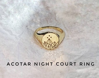 ACOTAR Night Court Signet Ring, Starry Mountains Night Court Ring, Signet Ring, Bookish Jewelry, Bookish Ring, Bookish Gifts Valentine day