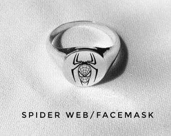 Elegant Spiderman web ring, Spider Facemask Ring Halloween /Gothic signet ring, Geek Jewelry, Superhero Ring, Witch Ring, Jeek Ring,BFF Gift