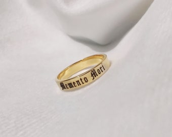 Memento Mori Ring, 925 Silver Personalized Memento Mori, Engraved Memento Mori Silver Ring, Sterling silver Ring Gifts, Custom Ring Bands