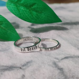 The Sterling Silver 4mm 3mm Secret Message Ring  custom hidden message ring band - Uppercase alphabet number symbol - Man Woman Unisex Band