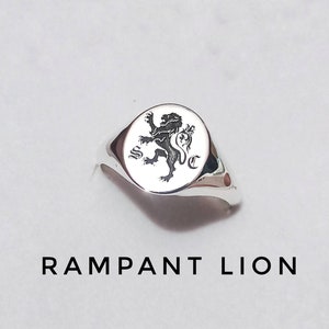 Men's Silver Ring, Rampant Lion Ring, Lion Jewelry For Men,Handmade Animal Signet Ring,Animal Jewelry, Leo Zodiac Men's Ring,Gift For Men