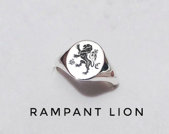 Men's Silver Ring, Rampant Lion Ring, Lion Jewelry For Men,Handmade Animal Signet Ring,Animal Jewelry, Leo Zodiac Men's Ring,Gift For Men