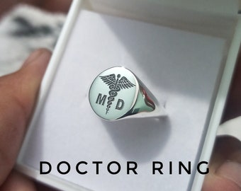 Personalized Medical Symbol Signet Ring, Caduceus RN MD BSN Medical Name Ring, Caduceus Ring, Graduation Gift, Doctor Nurse Gift for her