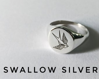 SWALLOW TATTOO RING - Fashion Ring Mens - Harry Styles Inspired Ring - Men Ring - Unisex Ring - Fashion Jewellery Mens -925 Silver Ring Man