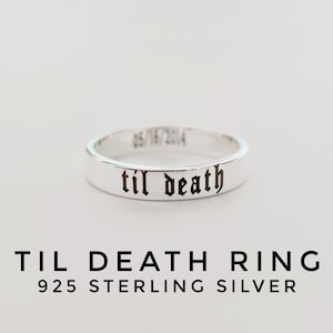 Til death Engraving band ring 925 Silver Flat band Ring wedding ring til death ring promise ring gift for her Valentine Gift Secret message