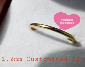 Custom 1.2 mm hidden message ring, secret message ring, letter ring, initial ring, quote ring, hidden quote ring, personalized GIFT FOR HER