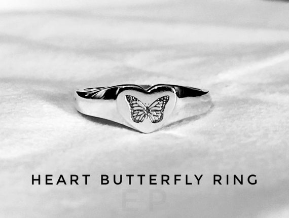 Heart Signet Ring in 925 Sterling Silver Heart Ring Silver Signet Ring  ,minimalist Ring, Personalized Valentine Day Gift for Her, Mom, Love - Etsy