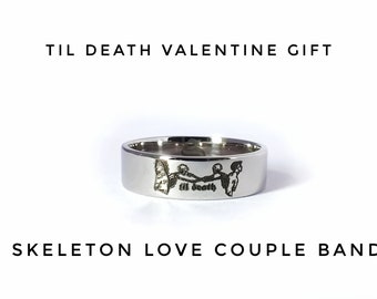 Skeleton Lovers Ring Til Death Rings For Mens Gift Boyfriend Jewelry Unique Promise Couple Ring Skull Bone Engagement Wedding Band Gifts BFF