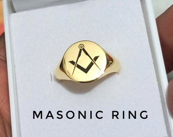 Elegant Masonic Signet Ring 925 Silver Masonic Ring, Simple Masonic Ring, Freemasonry Ring, Silver Masonic Men Ring with Freemasonry Symbol