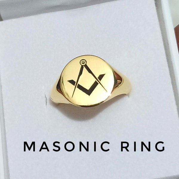 Elegant Masonic Signet Ring 925 Silver Masonic Ring, Simple Masonic Ring, Freemasonry Ring, Silver Masonic Men Ring with Freemasonry Symbol