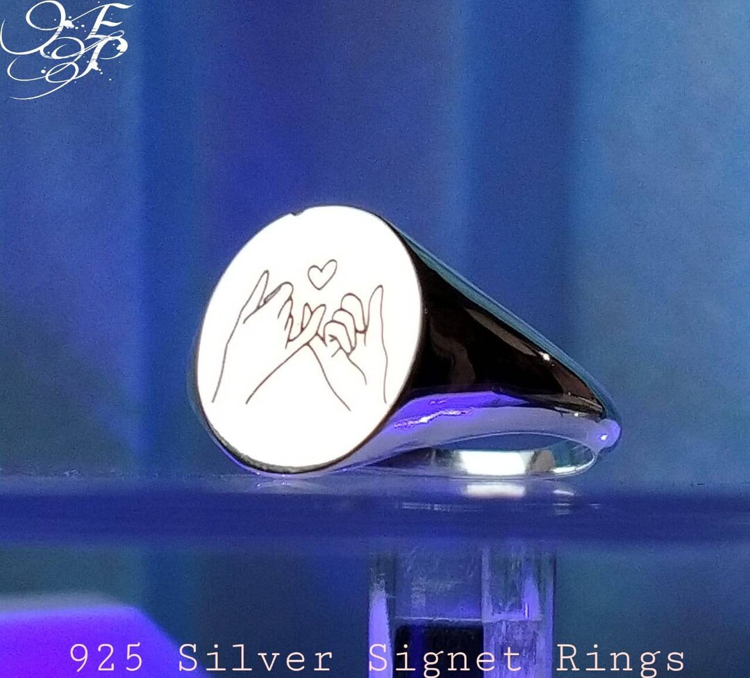 925 Sterling Silver Rings, Pinky Promise Ring , Hand Gesture Rings
