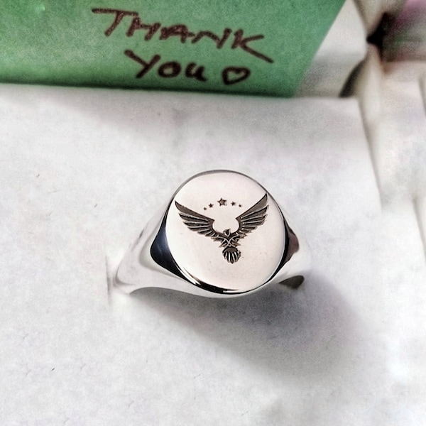 Eagle Sterling Silver Ring Men,Handmade Wild Eagle Ring For Men, Flying Eagle Jewelry, Winged Eagle Silver Ring, Gift For Men Animal Jewelry
