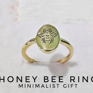 18k Gold Bee ring, Honey bee ring, Pinky ring, Bee jewelry, 925 Sterling silver ring, Gift for mom, Mothers day gift, Bee silver ring, Women