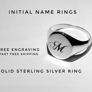 Initial ring, 925 Sterling silver, signet ring, Alphabet Custom Ring, Engraved ring, PERSONALIZATION Gift for her, Birthday, Christmas gifts image 2