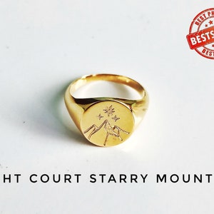 ACOTAR Night Court Signet Ring, Starry Mountains Night Court Ring, Signet Ring, Bookish Jewelry, Bookish Ring, Bookish Gifts Valentine day