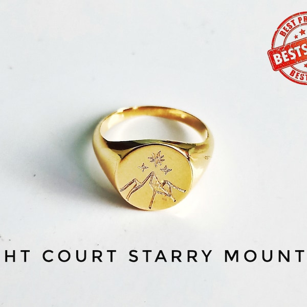 ACOTAR Night Court Signet Ring, Starry Mountains Night Court Ring, Signet Ring, Bookish Jewelry, Bookish Ring, Bookish Gifts Valentine day