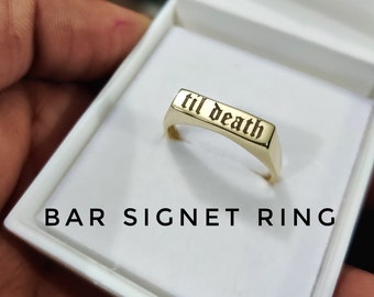 The Dainty Bar Signet Ring. bold, elegant, and stackable. BAR Signet Name Ring Minimalist • Custom Bar Ring • Personalized Gift for Her •BFF