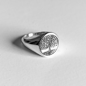 Sterling Silver Ring,Tree of Life Ring, Family Tree Ring, Tree Signet Ring, Personalized Ring, Family Ring, Engraved Tree Ring,Soul Symbols