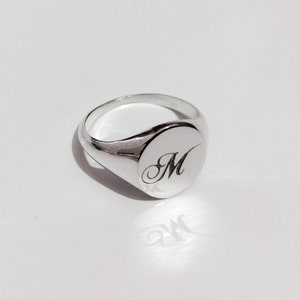 Bague initiale, argent sterling 925, chevalière, bague alphabet personnalisée, bague gravée, cadeau de PERSONNALISATION pour elle, anniversaire, cadeaux de Noël