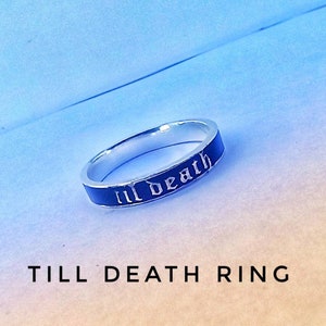 Personalized Till Death Ring in Solid 925 Sterling Silver, Men women Silver Ring, Black Enamel Ring,Custom ring Personalization Gift For Her