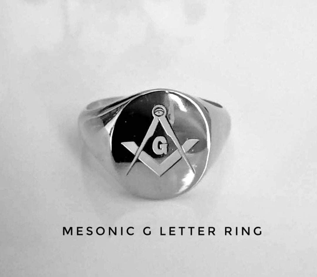 Masonic Ring,masonic Compass Ring, Oval Ring, 925 Sterling